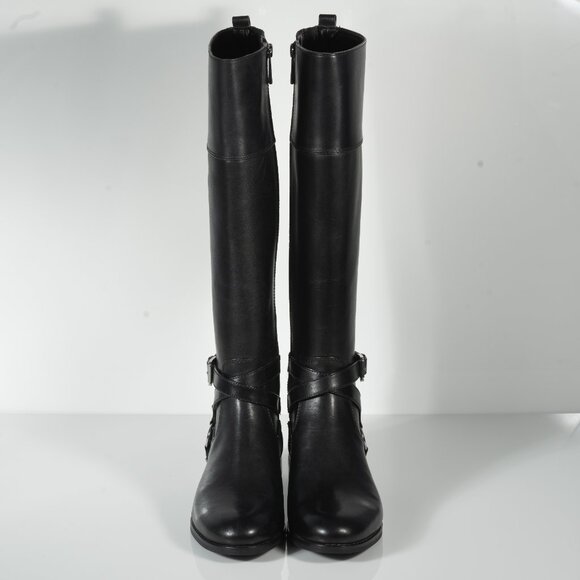MICHAEL Michael Kors Preston Tall Black Leather Riding Boots Size 5.5M New - Picture 2 of 6